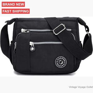Waterproof Nylon Crossbody Bag Multi Pocket Travel Tote Messenger Purse